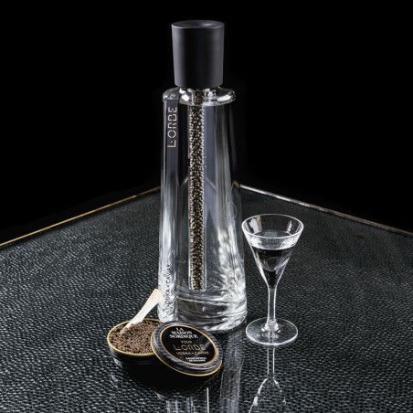 L'Orbe Vodka Caviar - bouteille accompagnée d'une boite de caviar Impérial de Sologne, La Maison Nordique