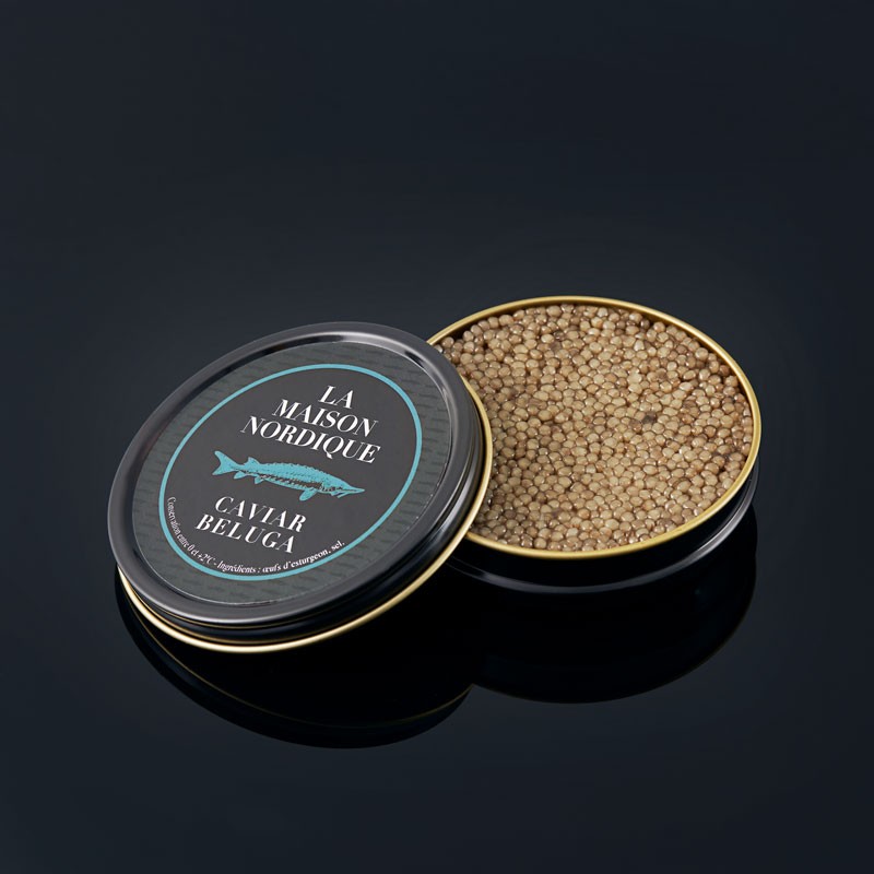 Boîte de caviar Beluga ouverte - La Maison Nordique
